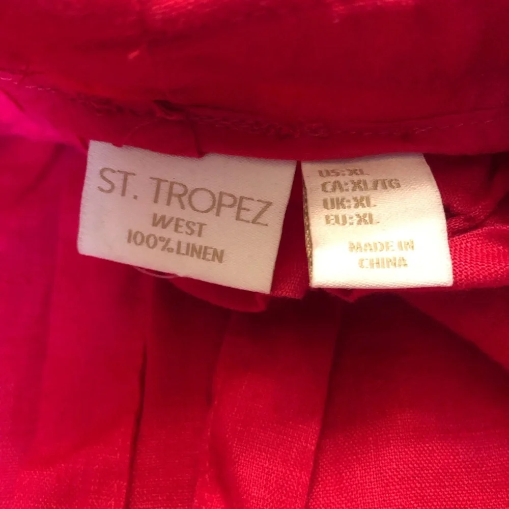 100% Linen Mini Skirt Pink Deep Coral XL St. Tropez West